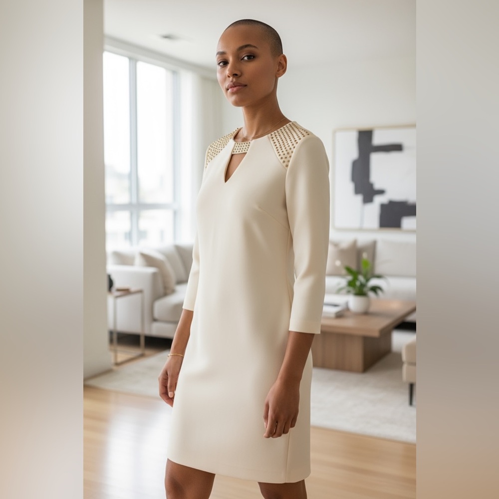 Spense Cream Long Sleeve Dress